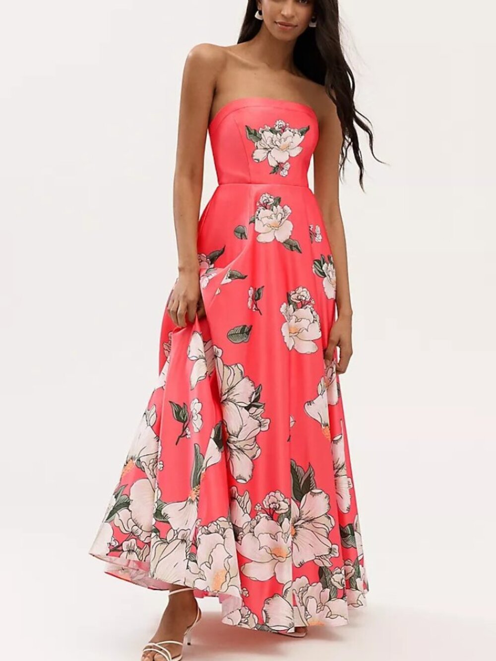 BHLDN Savannah Strapless Printed Satin A-Line Maxi Dress Size 6 NEW WITH TAGS